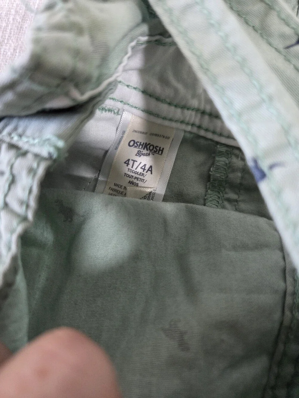 OshKosh B'gosh Kids Shark Pattern Sage Green Overall Shorts 4t Boys Toddler Kids